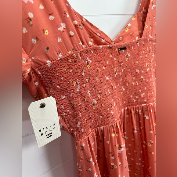 NWT Billabong Fell For You Floral Midi MilkMaid Sweetheart Dress Terracotta - Picture 10 of 15